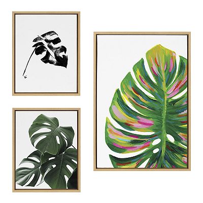 Sylvie EV Monstera, 582 Monstera and Monstera Leaves Framed Canvas Art Set  by Various Artists