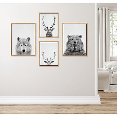 Sylvie Deer and Wolf Framed Canvas Art Set by Simon Te of Tai Prints