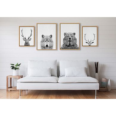 Sylvie Deer and Wolf Framed Canvas Art Set by Simon Te of Tai Prints