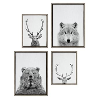 Sylvie Deer and Wolf Framed Canvas Art Set by Simon Te of Tai Prints
