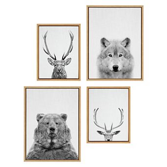 Sylvie Deer and Wolf Framed Canvas Art Set by Simon Te of Tai Prints