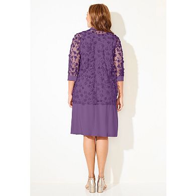 Catherines Women's Plus Size Floral Mesh Jacket Dress