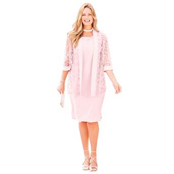 Catherines Women's Plus Size Floral Mesh Jacket Dress