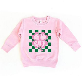 Lucky Clover Checkered Toddler Graphic Sweatshirt