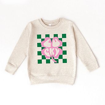 Lucky Clover Checkered Youth Ultra-Soft Graphic Sweatshirt