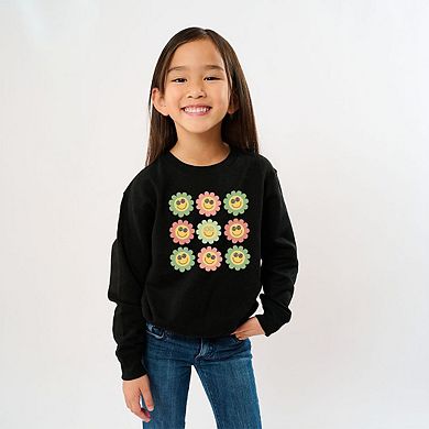Smiley Flowers With Sunglasses Toddler Graphic Sweatshirt