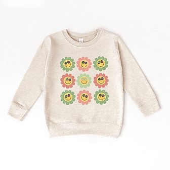 Smiley Flowers With Sunglasses Toddler Graphic Sweatshirt