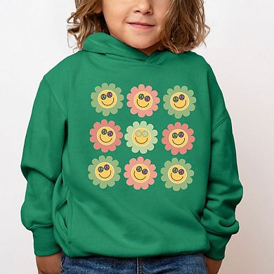 Smiley Flowers With Sunglasses Toddler Graphic Hoodie