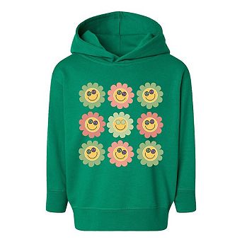 Smiley Flowers With Sunglasses Toddler Graphic Hoodie