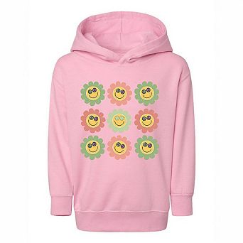 Smiley Flowers With Sunglasses Toddler Graphic Hoodie