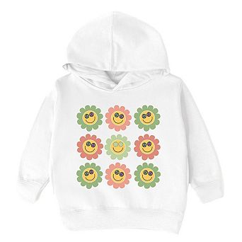 Smiley Flowers With Sunglasses Toddler Graphic Hoodie
