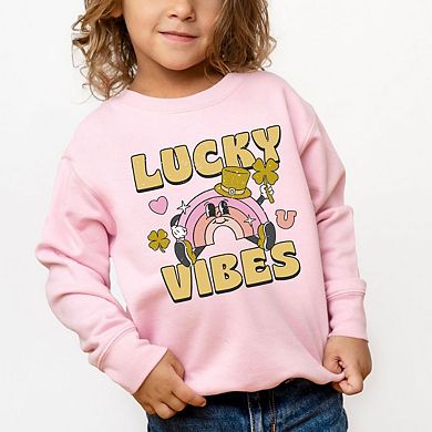 Lucky Vibes Cartoon Rainbow Toddler Graphic Sweatshirt