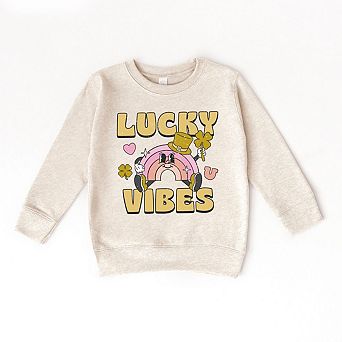 Lucky Vibes Cartoon Rainbow Toddler Graphic Sweatshirt