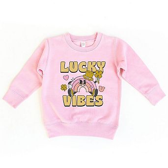 Lucky Vibes Cartoon Rainbow Toddler Graphic Sweatshirt