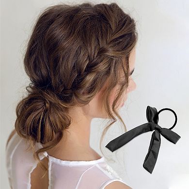 Fashion Solid Bow Ribbon Hair Elastic Band 1 Pc