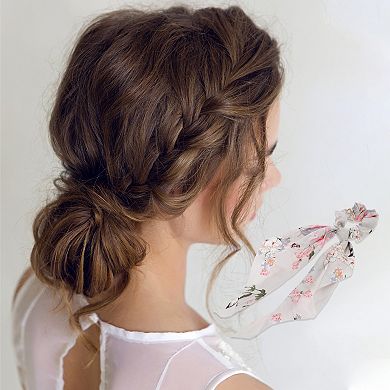 Flowers Tie Triangle Ribbon Hair Ties Gray 1 Pc
