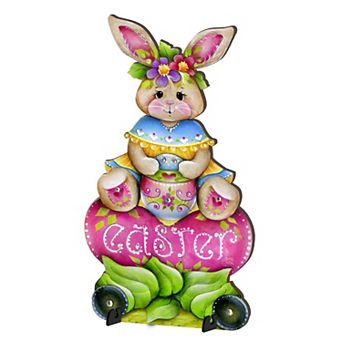 Handcrafted Easter Yard Decor Outdoor Easter Bunny Decoration - Rustic Spring Porch Sign