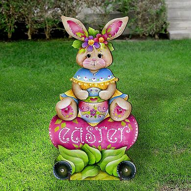 Handcrafted Easter Yard Decor Outdoor Easter Bunny Decoration - Rustic Spring Porch Sign