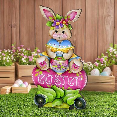 Handcrafted Easter Yard Decor Outdoor Easter Bunny Decoration - Rustic Spring Porch Sign