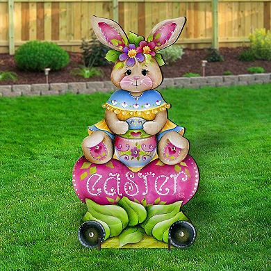 Handcrafted Easter Yard Decor Outdoor Easter Bunny Decoration - Rustic Spring Porch Sign
