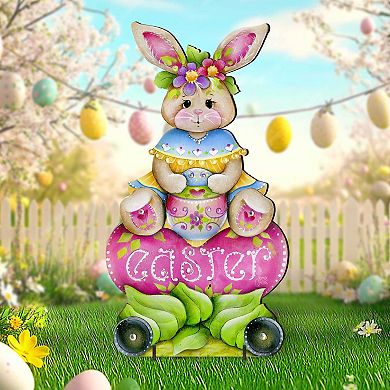 Handcrafted Easter Yard Decor Outdoor Easter Bunny Decoration - Rustic Spring Porch Sign
