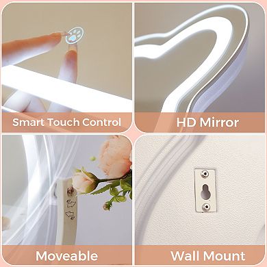 VANITII Hollywood 16'' x 14'' Bear Mirror With Light Cute Wall Mounted Touch Sensor