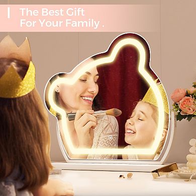 VANITII Hollywood 16'' x 14'' Bear Mirror With Light Cute Wall Mounted Touch Sensor