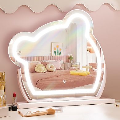 VANITII Hollywood 16'' x 14'' Bear Mirror With Light Cute Wall Mounted Touch Sensor