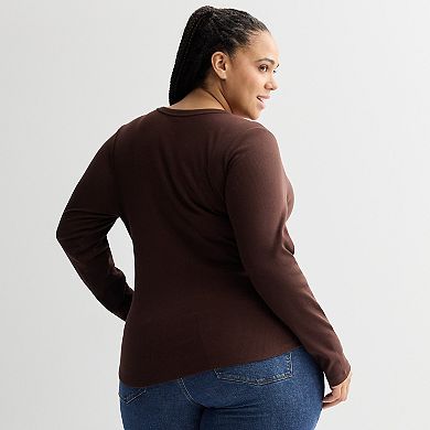 Plus Size Sonoma Goods For Life® Slim Fit Long Sleeve Henley Top