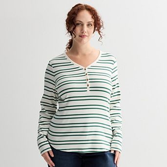 Plus Size Sonoma Goods For Life® Slim Fit Elbow Sleeve Henley Top