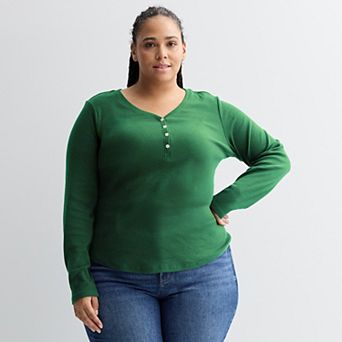 Plus Size Sonoma Goods For Life® Slim Fit Long Sleeve Henley Top