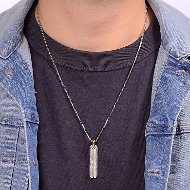 Men's LYNX Black Ion-Plated Damascus Stainless Steel Pendant Necklace