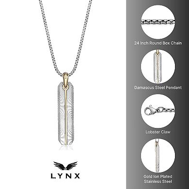 Men's LYNX Black Ion-Plated Damascus Stainless Steel Pendant Necklace
