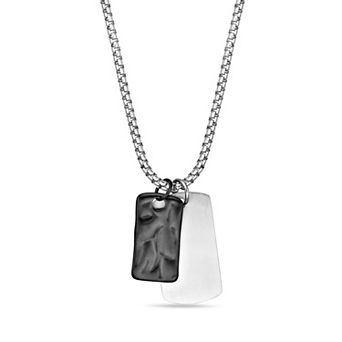 Men's LYNX Black Ion-Plated Stainless Steel Dog Tag Pendant Necklace