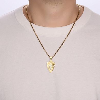 Men's LYNX Ion-Plated Stainless Steel Shield Pendant Necklace