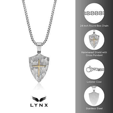 Men's LYNX Ion-Plated Stainless Steel Shield Pendant Necklace