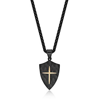 Men's LYNX Ion-Plated Stainless Steel Shield Pendant Necklace