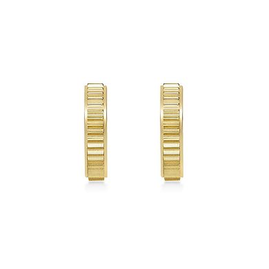 Men's LYNX Stainless Steel Ribbed Hoop Earrings