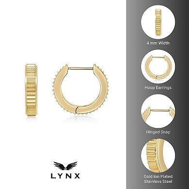 Men's LYNX Stainless Steel Ribbed Hoop Earrings