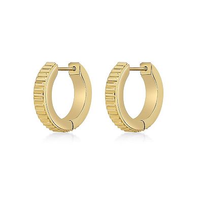 Men's LYNX Stainless Steel Ribbed Hoop Earrings