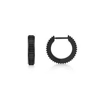 Men's LYNX Ion Plated Ribbed Hoop Earrings