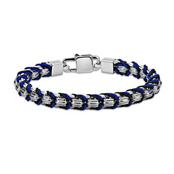 Men's LYNX Stainless Steel Blue Cord Bracelet
