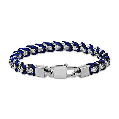 Men's LYNX Stainless Steel Blue Cord Bracelet