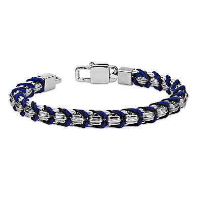 Men's LYNX Stainless Steel Blue Cord Bracelet