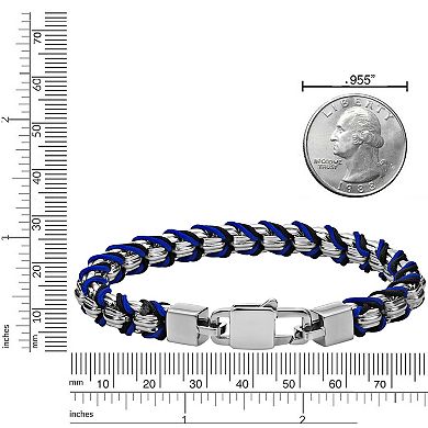 Men's LYNX Stainless Steel Blue Cord Bracelet