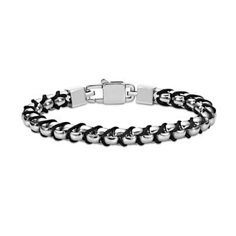 Men's LYNX Stainless Steel Black Cord Bracelet
