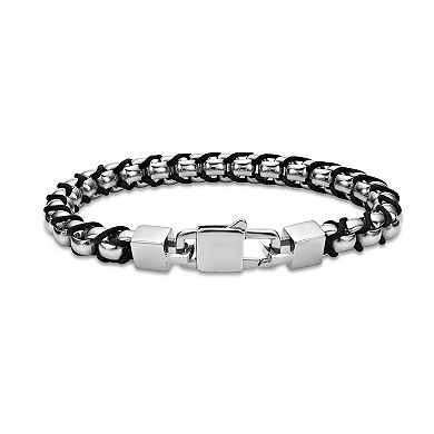 Men's LYNX Stainless Steel Black Cord Bracelet