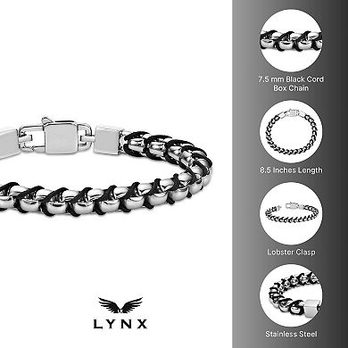 Men's LYNX Stainless Steel Black Cord Bracelet