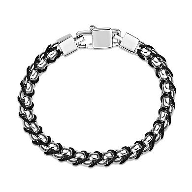 Men's LYNX Stainless Steel Black Cord Bracelet