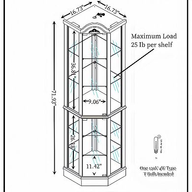 16.73 in. Display Cabinet with 2 Glass Doors